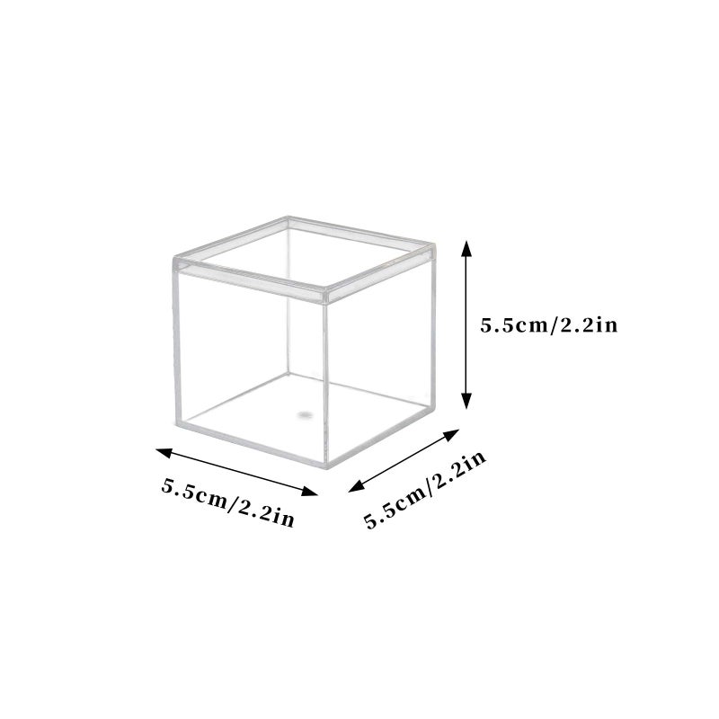 dedoot Clear Acrylic Boxes Small Plastic Square Cube, 4 Pack Small Plastic Storage Box with Lid, 2.2x2.2x2.2 Inch /55x55x55mm Square Clear Containers Box for Candy Pill and Tiny Jewelry - Image 2